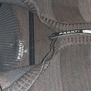 Pronti sz XL 1/4 zip mens sweater brown and black NWT